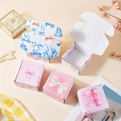 Miniatura 5 de Bow - Cajas de envío rosadas, paquete de 25, cajas de regalo de 4 x 4 x 2 pulgadas, cajas de envío pequeñas de cartón corrugado para pequeñas