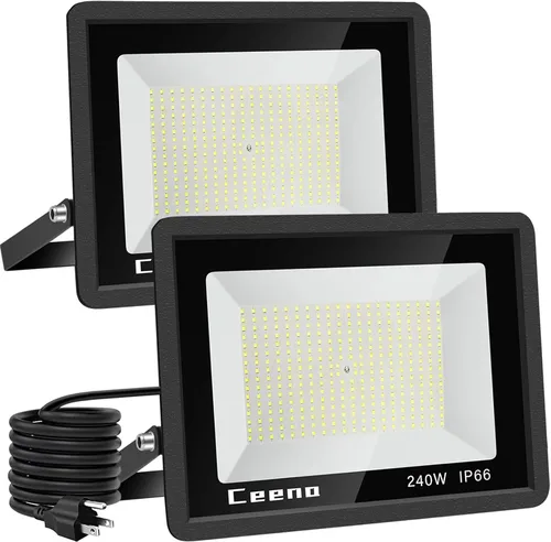 Miniatura 11 de Ceena paquete de 2 luces LED de inundación enchufables de 60W para exteriores, foco LED superbrillante de 6000lm con cable de 1.8 m, luz de trabajo