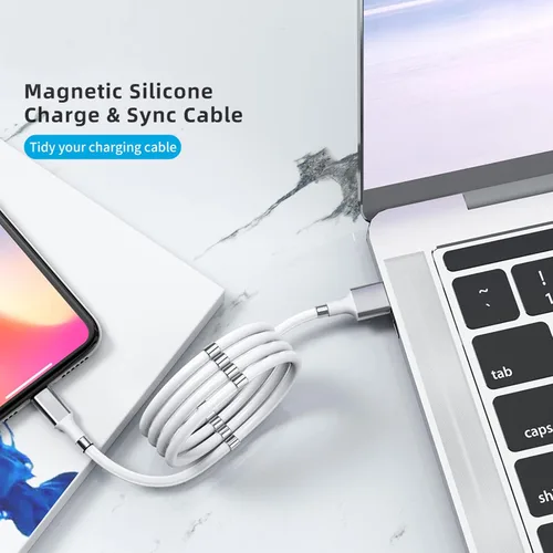Miniatura 5 de Cable de carga magnético, (3 pies) de carga súper organizada de absorción magnética Nano cable de datos para Galaxy S21/S20 Ultra S10 S10E S9 Note