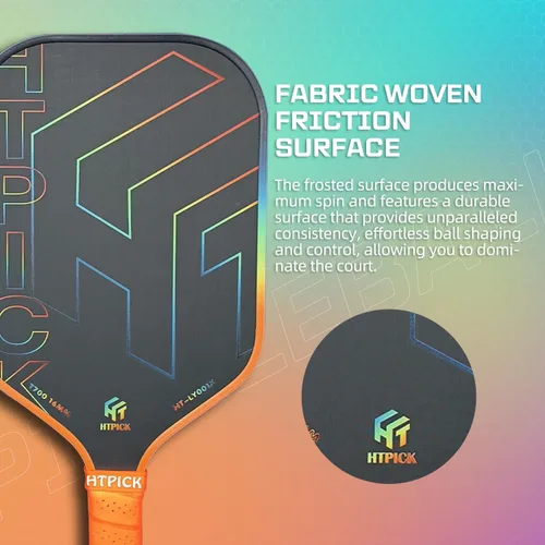 Miniatura 5 de Pickleball Paddles, Carbon Fiber Pickleball Paddle High Grit & Spin with PP Honeycomb Core 16mm Thickness and Thermoformed Elongated Shape, Naranja