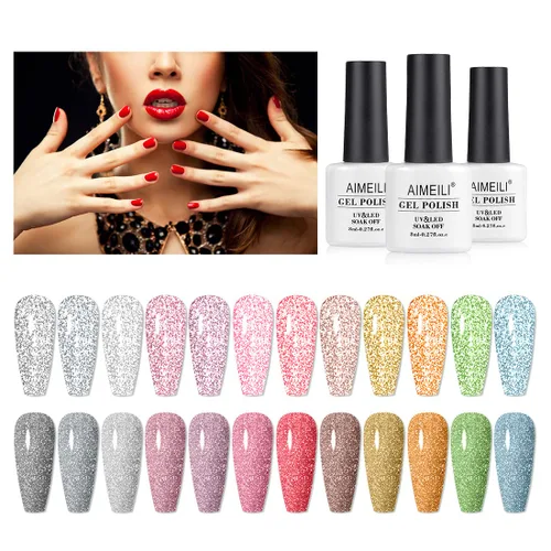 Miniatura 6 de AIMEILI Hema Free - Juego de esmaltes de uñas de gel, libre de crueldad, vegano, colección neón, 12 colores, rosa intenso, azul, amarillo, verde