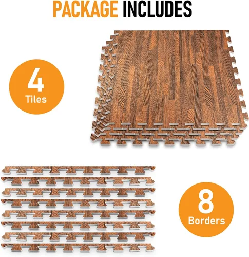 Miniatura 7 de HomeCube USA - Baldosas de espuma entrelazadas con veta de madera de 3/8 pulgadas de grosor para hogar, oficina, espacio de equipos