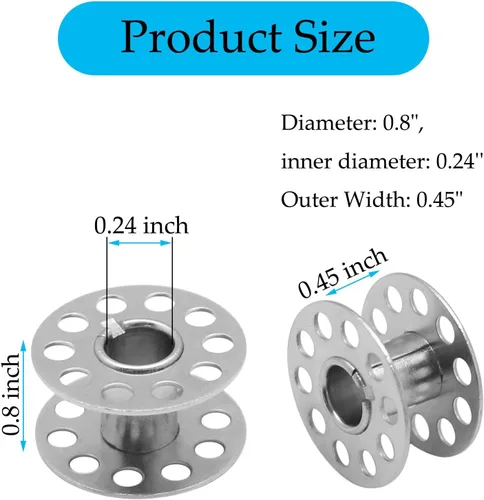 Miniatura 2 de YEQIN 25 bobinas de metal para máquina de coser con caja de almacenamiento, bobinas universales de clase 15 en estuche compatibles con Brother