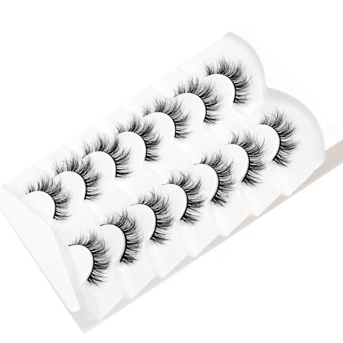 Miniatura 269 de Pooplunch - Pestañas postizas finas de visón sintético, estilo ojo de gato, naturales, cruzadas, tipo racimo, efecto 8D de volumen, tiras