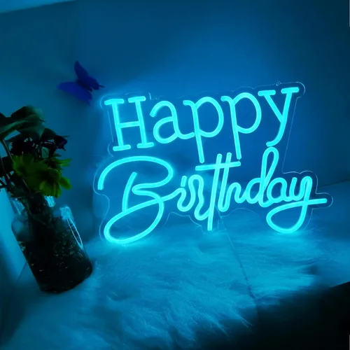 Miniatura 7 de Letrero de neón LED azul hielo para decoración de pared, fiesta, dormitorio, habitación, hogar, cumpleaños, decoración de Navidad, regalo de Azul