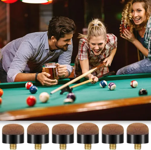 Miniatura 5 de Deekin 30 puntas de palo de billar de 0.472 in/0.512 in, puntas de rosca o casquillos de nailon de repuesto, accesorios para palos de billar Marrón