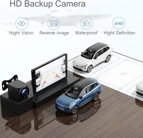 Miniatura 7 de Haudio Estéreo de auto doble DIN de 9 pulgadas con CarPlay inalámbrico y Android Auto, navegación GPS, cámara de respaldo, ajuste universal