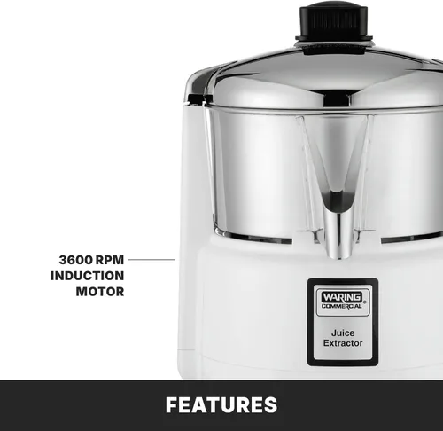 Miniatura 4 de Waring Máquina extractora de jugo comercial de servicio medio, motor de 3600 RPM, cesta de acero inoxidable, jugo sin pulpa para bares