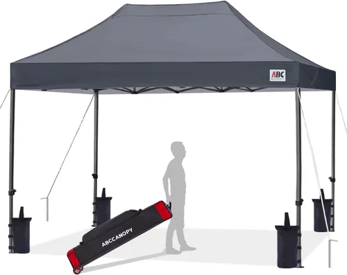 Miniatura 46 de Abccanopy - Carpa de toldo para tienda de campaña comercial instantánea con bolsa de transporte con ruedas, 4 bolsas de arena, Blanco