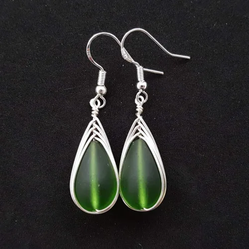 Miniatura 54 de Yinahawaii Handmade Sea Glass Earrings, Hawaiian Jewelry, Wire Braided Earrings Teardrop Earrings, Beach Jewelry Sea Glass Jewelry For Women Cobalt