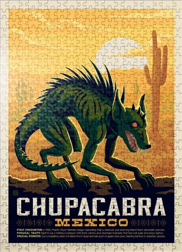Miniatura 8 de MyPuzzle Mythical Creatures: Chupacabra, póster vintage, rompecabezas de 100 piezas para adultos
