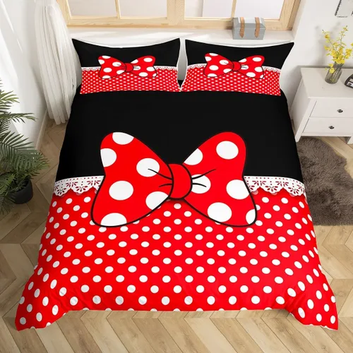 Miniatura 7 de Juego de funda de edredón con lazo de dibujos animados para niños, tamaño individual, juego de ropa de cama de mariquita, escarabajo, insecto