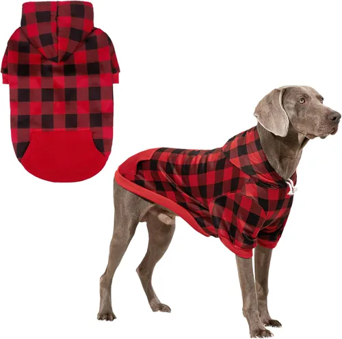 Miniatura 21 de KOOLTAIL Sudadera a cuadros con capucha, con gorro y bolsillo, para perros pequeños, medianos y grandes y gatos, abrigo suave y cálido para invierno