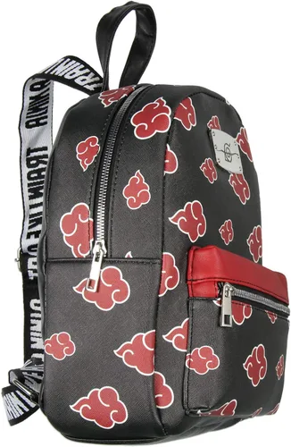 Miniatura 3 de Naruto Akatsuki Sasuke Red Cloud Anti Leaf Faux Saffiano - Mini mochila de piel sintética Negro - Mini mochila