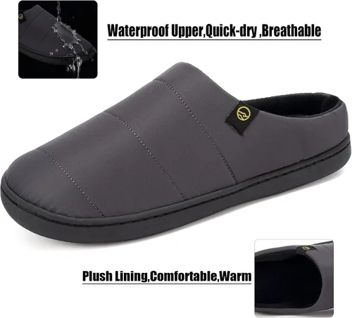 Miniatura 4 de Anproity Pantuflas de espuma viscoelástica para interiores para hombre, con forro polar, cómodas y con puntera cerrada, impermeables
