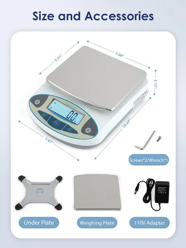 Miniatura 6 de CGOLDENWALL Báscula de laboratorio 500gX0.0.04 oz Balanza de laboratorio de alta precisión Balanza científica electrónica con peso de calibración