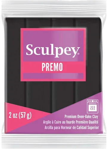 Sculpey Premo™ Arcilla polimérica para horno, Negra, No tóxica, barra de 2 oz., Ideal para hacer joyas, festividades, DIY, proyectos de arte mixto y