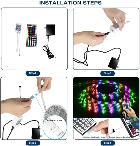 Miniatura 4 de DAYBETTER Tira de luces LED de 16.4 pies que cambian de color impermeable con control remoto