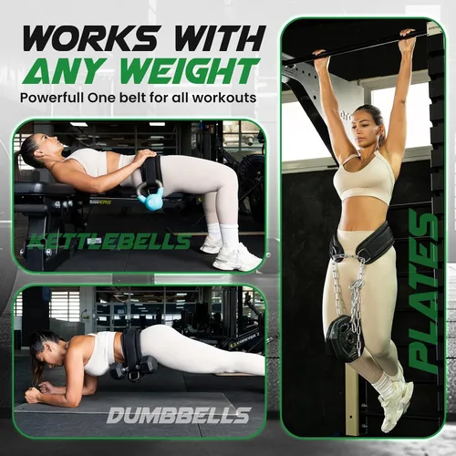 Miniatura 4 de Heavy Duty Hip Thrust Belt for Dumbells, Kettlebells, and Plates - Glute Workout at Home, Gym, and Travel - Dip and Pullup Belt (Chain Included)
