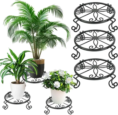 Kylinbigda Soporte de metal para plantas para interiores y exteriores, soporte de esquina baja, decoración para plantas pequeñas para el hogar,
