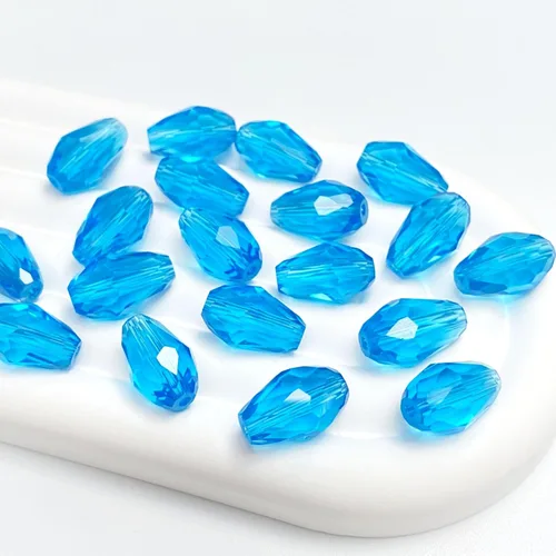 Miniatura 16 de 100 cuentas de cristal de lágrima de 0.236 x 0.315 pulgadas, forma facetada, agujero vertical, cuentas de vidrio sueltas, manualidades, pulseras