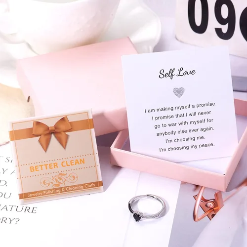 Miniatura 6 de Harlermoon Anillos de corazón para mujer, anillos de promesa esmaltados para madre e hija, mejores amigos, joyería ajustable, regalos de cumpleaños