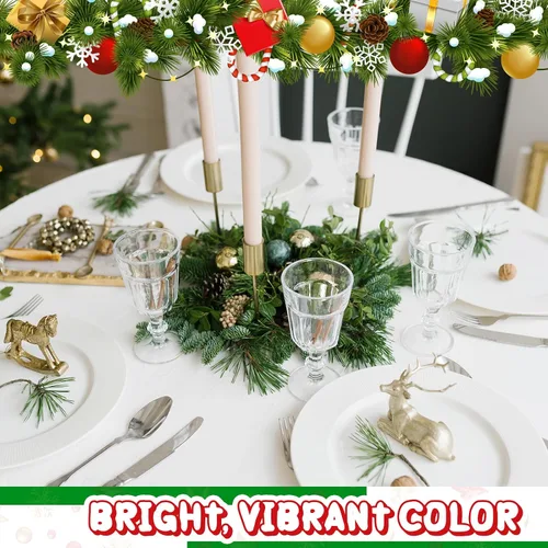 Miniatura 7 de Juexica 24 Piezas Manteles de Plástico Navideños de 84 Pulgadas Redondos Desechables Mantel de Plástico Impermeable Decorativo Cubierta de Mesa Rojo