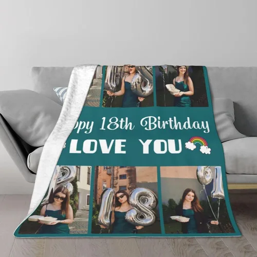 Miniatura 2 de Mantas personalizadas con fotos, mantas de cumpleaños personalizadas, regalos para adultos, niños, niñas, manta de collage de fotos personalizada