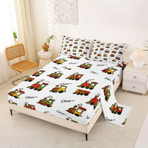 Miniatura 42 de Juego de sábanas para cama de coche de bomberos, juego de sábanas de coche de policía con bolsillo profundo, sábana bajera ajustable para decoración