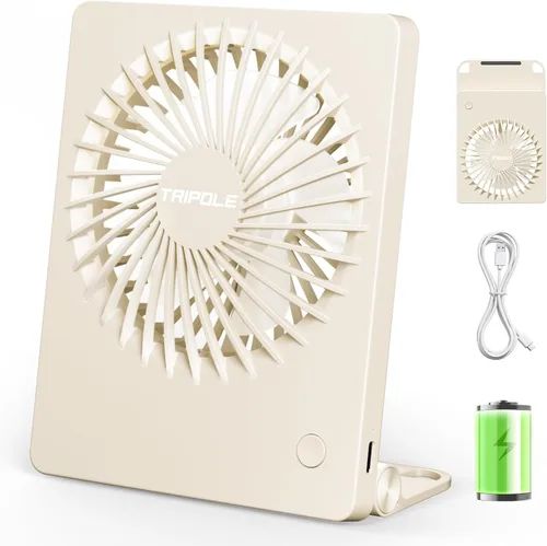 TriPole - Ventilador de escritorio mini portátil recargable, ultra silencioso, pequeño de 4.5 pulgadas, para viajes personales con inclinación