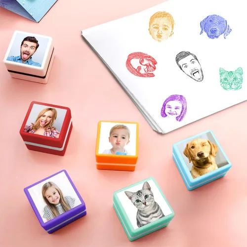 Miniatura 8 de Sellos personalizados autoentintados, sellos de fotos personalizados para retratos con cara y texto, suministros de oficina, negocios, sello