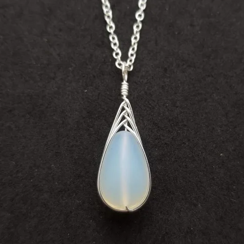 Miniatura 47 de Yinahawaii Collar de cristal de mar hecho a mano, joyería hawaiana para mujer, collar de lágrima trenzada, joyería única de cristal de mar
