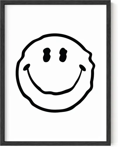 Miniatura 17 de HAUS AND HUES Impresión artística de sonrisas ácidas negras - Individual - 12x16 Smileys negros