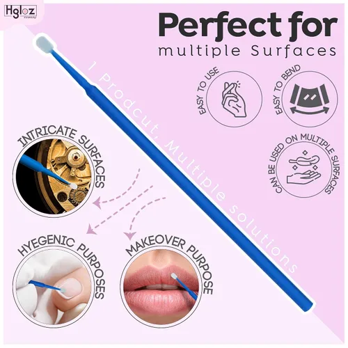 Miniatura 2 de Microswabs - Paquete de 500 extensiones de pestañas, color azul, microaplicador suave de 0.079 pulgadas con varitas de microfibra, adecuado