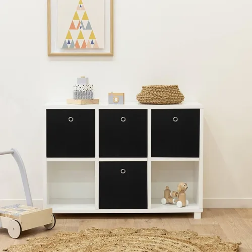 Miniatura 5 de Cubos de Almacenamiento Plegables Negros Contenedores, Cubos de Almacenamiento de Tela de 11 Pulgadas, Cajas de Almacenamiento de Tela, Cubos