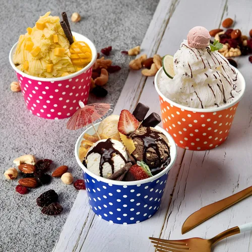 Miniatura 3 de LITOPAK Paquete de 150 tazas de helado de 8 onzas, vasos desechables de postre para alimentos fríos o calientes, cuencos de postre de papel
