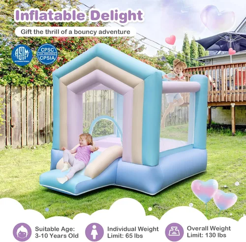 Miniatura 8 de BOUNTECH Casa inflable de rebote, casa inflable de algodón de ensueño para niños de 5 a 12 años, para interiores y exteriores, familia con soplador