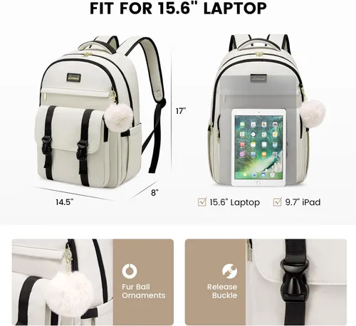 Miniatura 4 de LOVEVOOK - Mochila de regreso a clases para adolescentes, mochila escolar para niñas de 14 a 16 años, linda mochila para estudiantes, bolsa de viaje