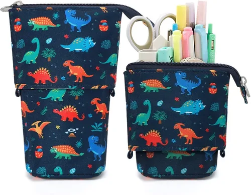 Miniatura 10 de Lindo estuche de pie de lápices para niños, estuche de lápices desplegable, bolsa de maquillaje, regalo de Navidad, estuche de lápices de lona