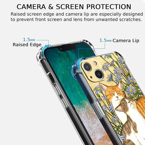 Miniatura 3 de Funda con diseño de flores de gato para iPhone 13 Mini, diseño estético de animales lindos, funda completa de TPU suave para iPhone 13 Mini Flor