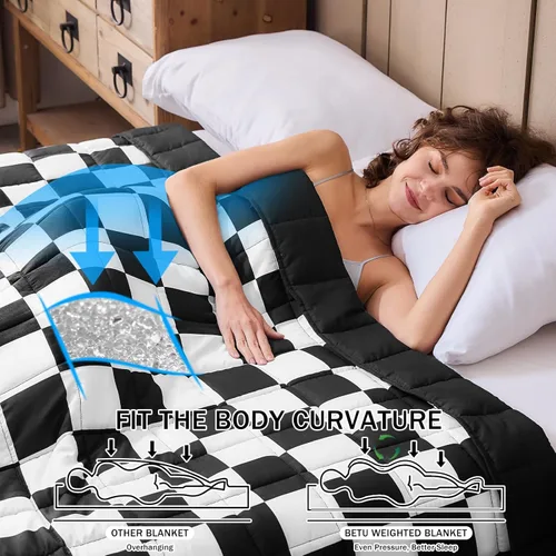 Miniatura 95 de Manta con Peso Azul para Adultos 12 libras, 48"x72", Tamaño Twin Full Manta Pesada Refrescante para 110-130 libras, Mantas Grandes de Microfibra