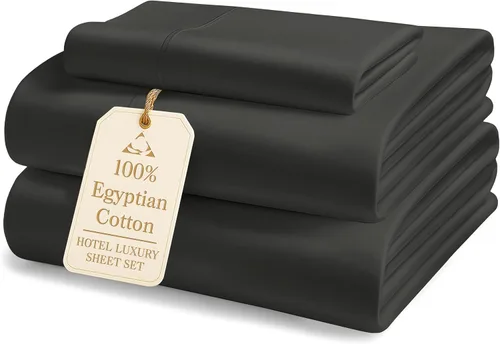 Miniatura 60 de Lane Linen Sábanas 100% de algodón egipcio, tamaño King, naturalmente transpirables y duraderas, cómodas para el invierno, ultra suaves, comodidad