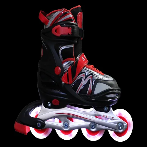 Miniatura 4 de Epic Skates Drift - Patines en línea ajustables con ruedas con luz LED, negro/rojo, juvenil 1-4