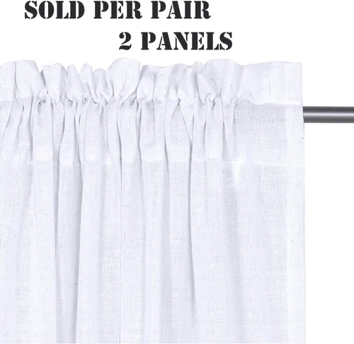 Miniatura 2 de H.VERSAILTEX Cortinas de Lino con Textura Filtradoras de Luz para Tratamiento de Ventanas de Sala de Estar, Cortinas Naturales Duraderas