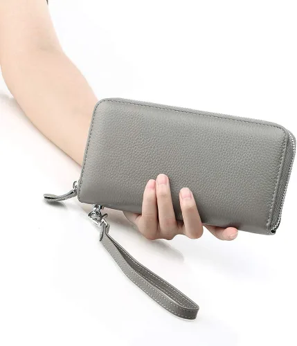 Miniatura 5 de Moflycom - Cartera de cuero genuino para mujer, con cierre y seguridad RFID
