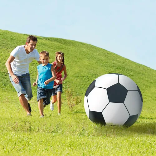 Miniatura 2 de GoFloats Balón de Fútbol Inflable Gigante - Hecho de Vinilo de Grado Balsa Premium, Blanco y Negro 2.5 pies