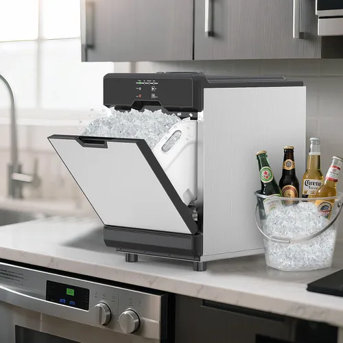 Miniatura 8 de Máquina de hielo Nugget para encimera 40 libras/día, contenedor de hielo de 10 libras, máquina de hielo de pellets suaves masticables de acero