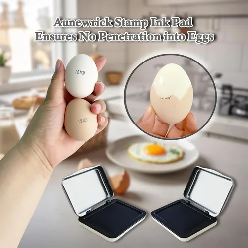 Miniatura 3 de 2 almohadillas de tinta para sello de fecha de huevo, 2.95 x 2.16 pulgadas, para huevos frescos (negro)