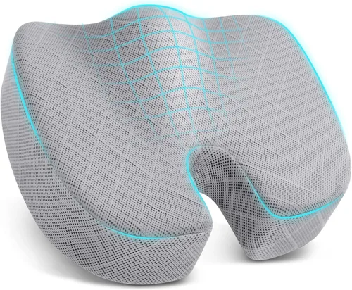 Miniatura 20 de TushGuard - Cojín para asiento de oficina/coche, almohadilla antideslizante para silla para aliviar el dolor de ciática, coxis y espalda, almohada