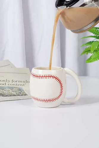 Miniatura 4 de Ceramicfor Taza de café de béisbol, regalo de Navidad novedoso para hombres, mujeres, todos los amantes del deporte, 14 onzas, color blanco